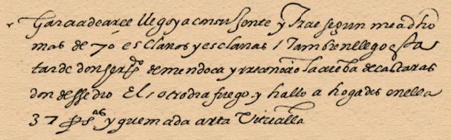 Fragmento de la carta de don Luis de Requesens a don Juan de Austria, fechada en Cádiar el 1.º de octubre de 1570, donde le comunica la muerte de treinta y siete moriscos en la cueva de Cástaras.